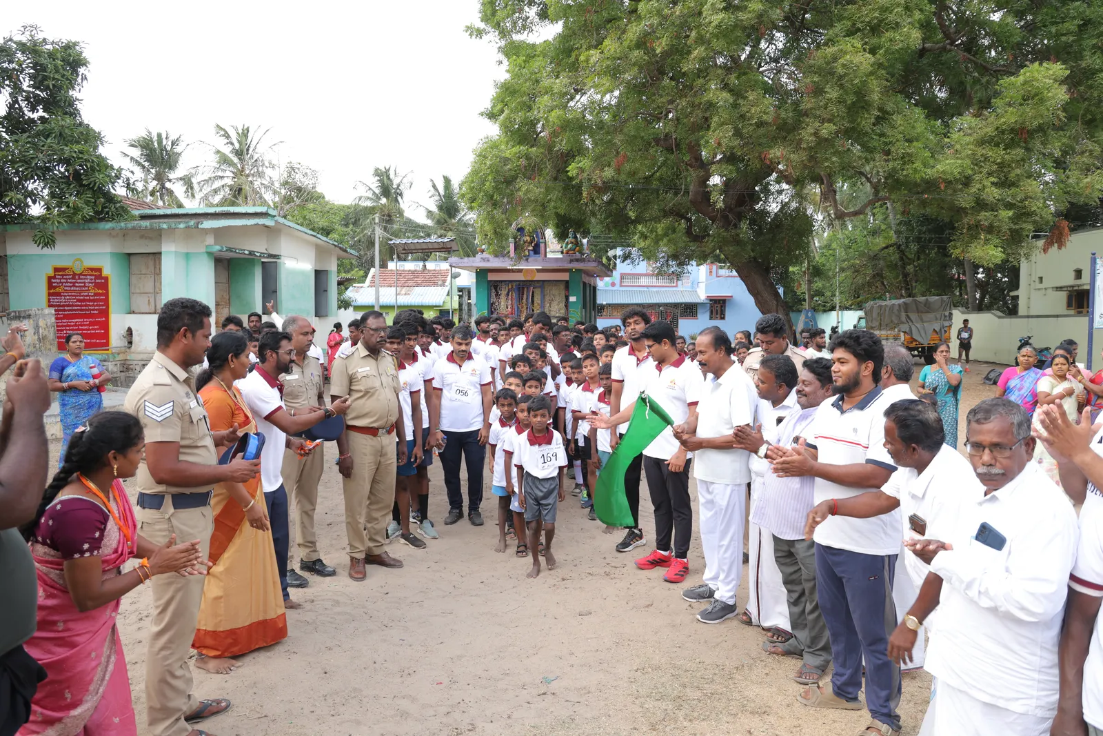 Runners gathered at the Ayya marathon starting line