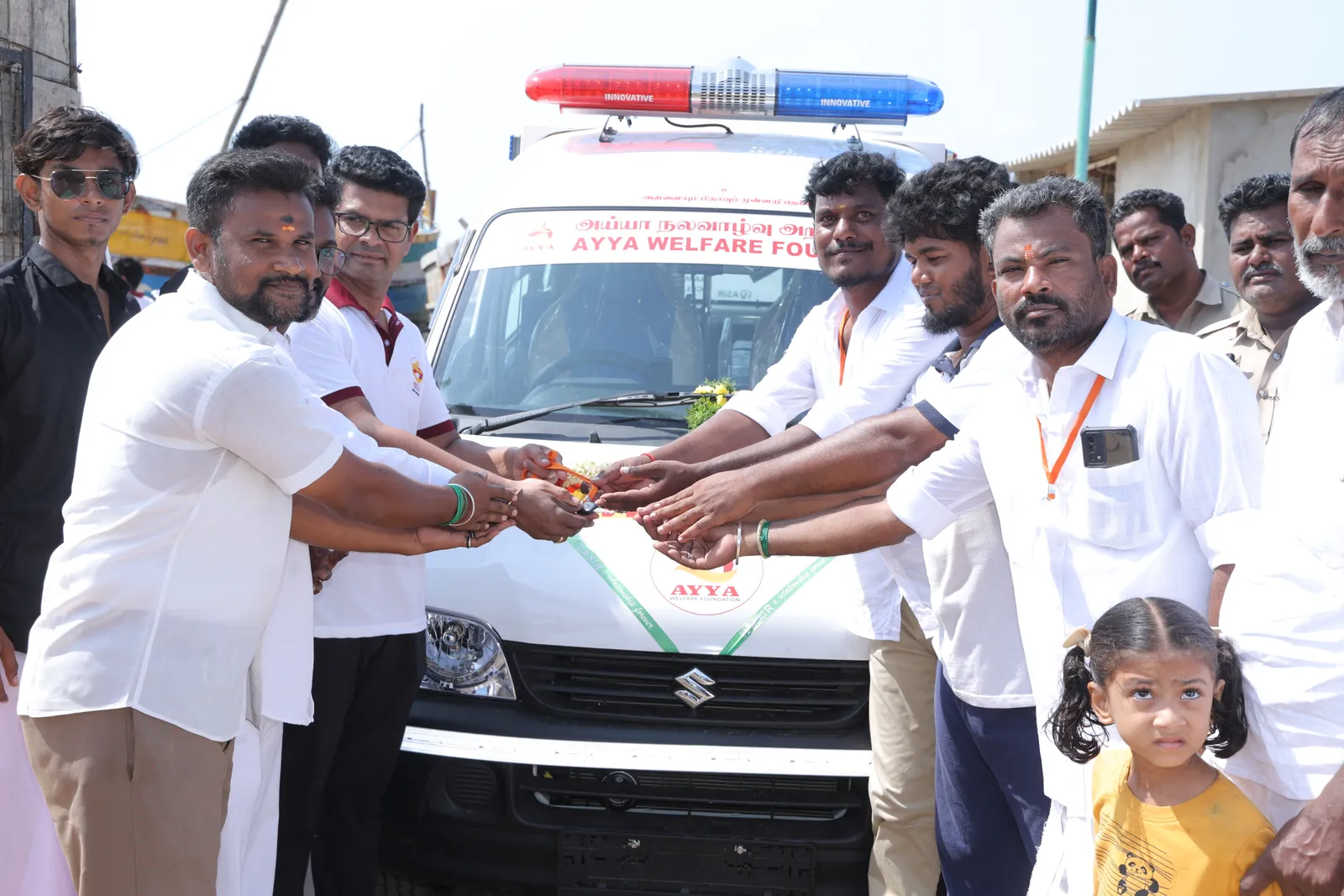 Ayya Welfare Foundation ambulance being introduced to the community